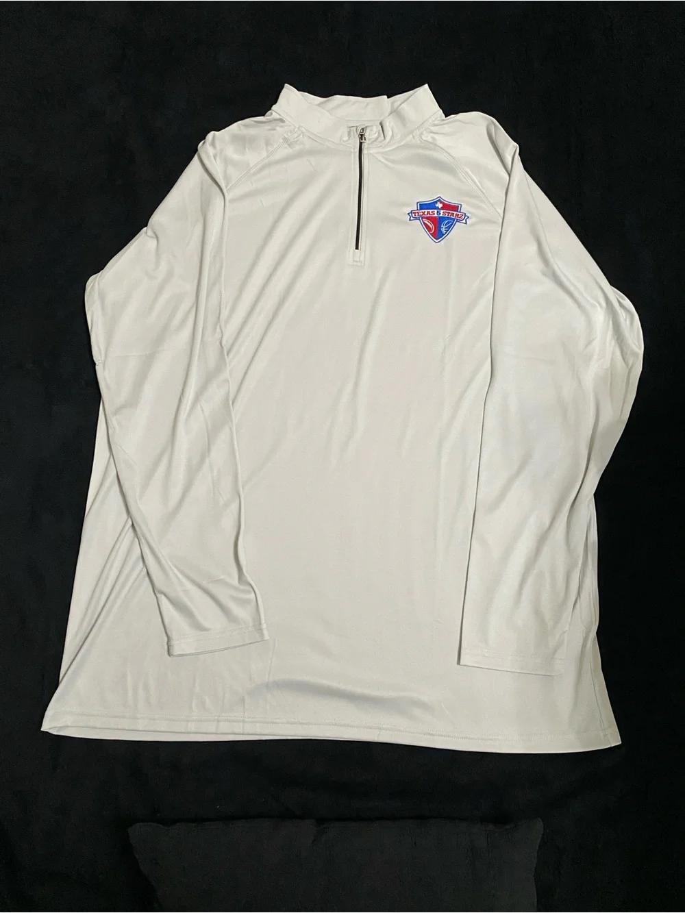 Men's White Lightweight Quarter-Zip Shirt Jacket with Crest